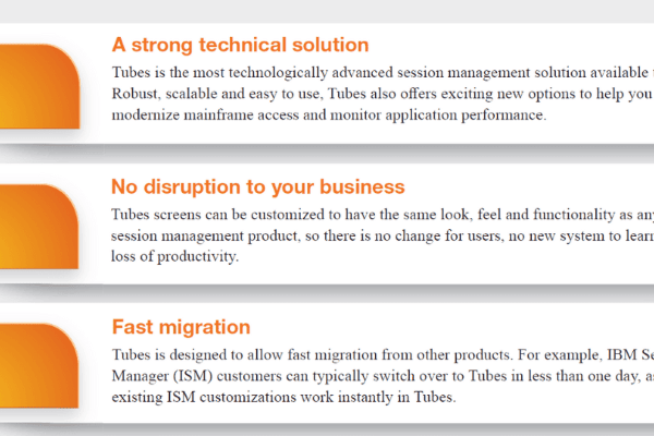snippet of 12 reasons to switch to Tubes mainframe session manager