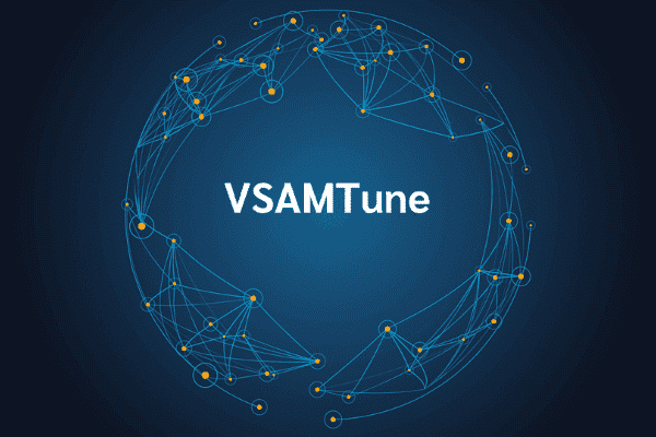 product name on an abstract blue and yellow background