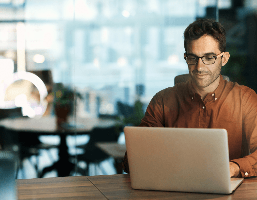 man using laptop