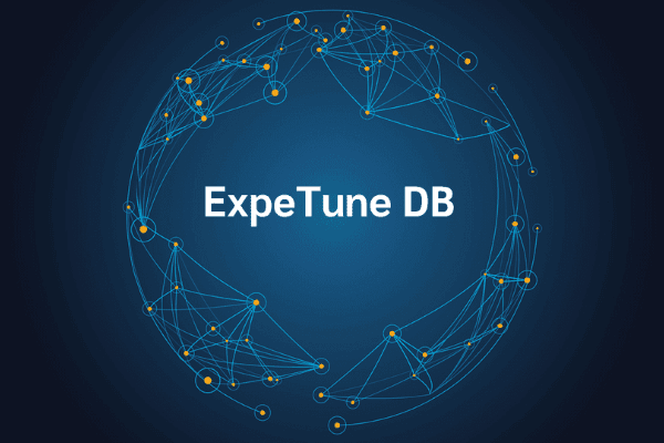 product name on an abstract blue and yellow background
