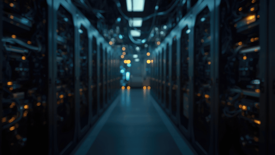 Rows of mainframes in a data center