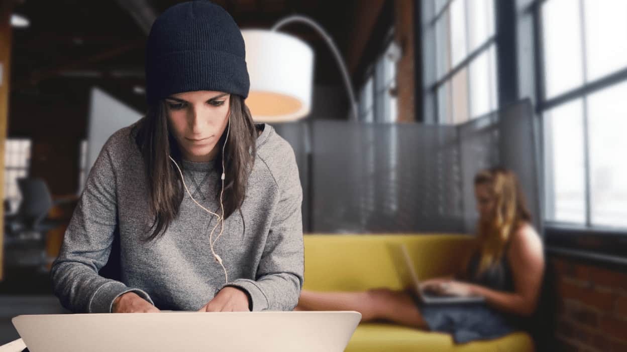 Woman working on a computer