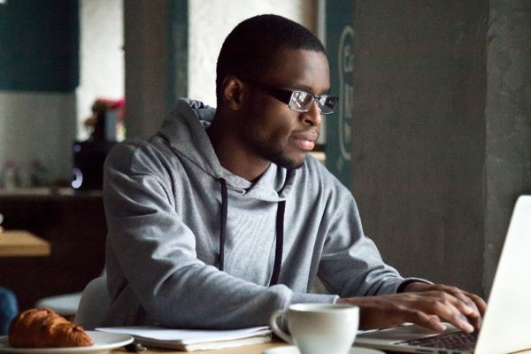 man working at a laptop