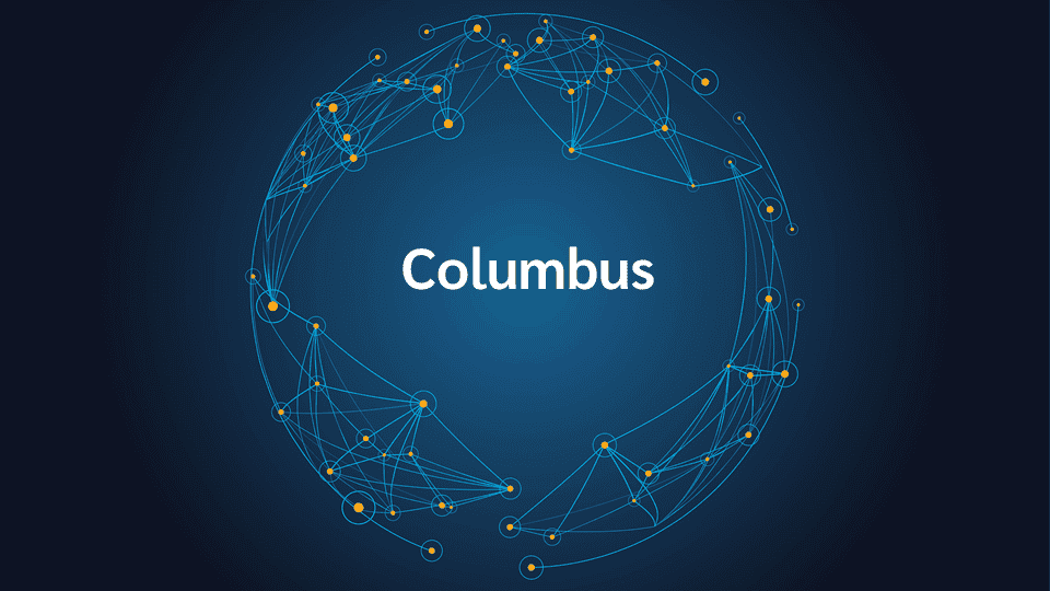 product name on an abstract blue and yellow background