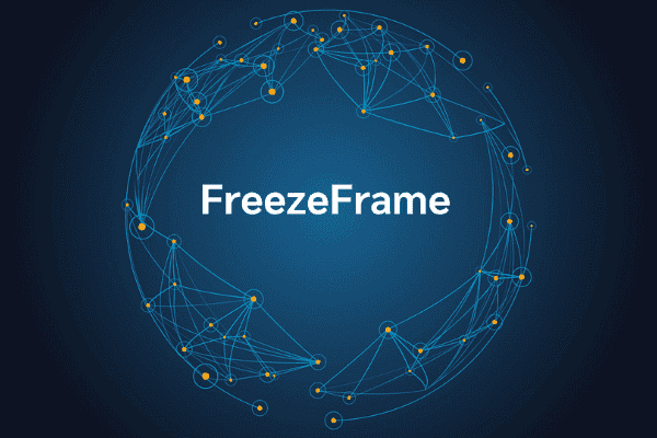 product name on an abstract blue and yellow background