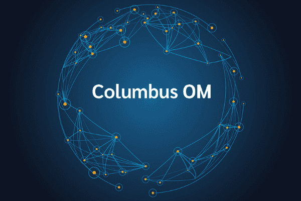 product name on an abstract blue and yellow background