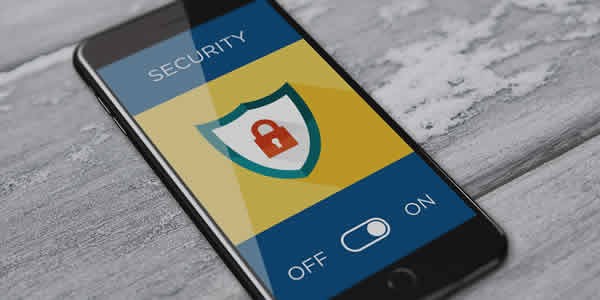 security shield on a mobile phone switched on