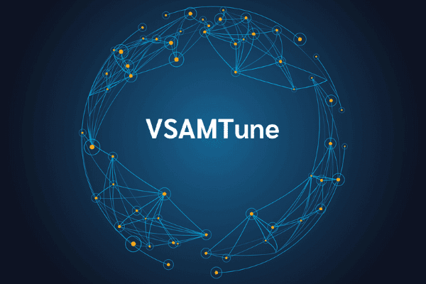 product name on an abstract blue and yellow background