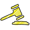 yellow hand drawn gavel icon