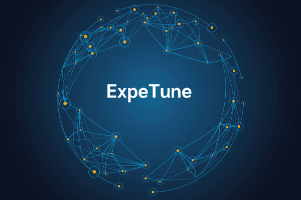 product name on an abstract blue and yellow background