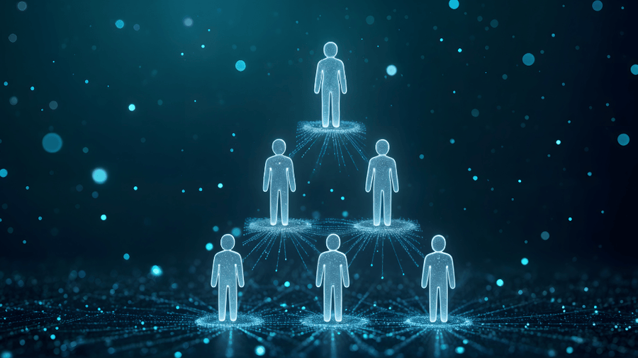 Hierarchical digital network of virtual agents