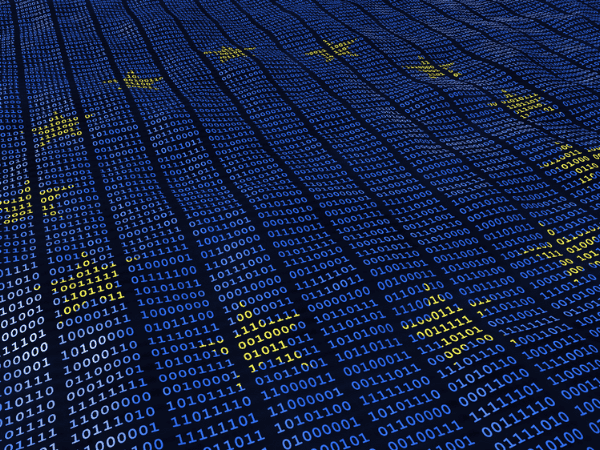 EU flag pattern on binary code