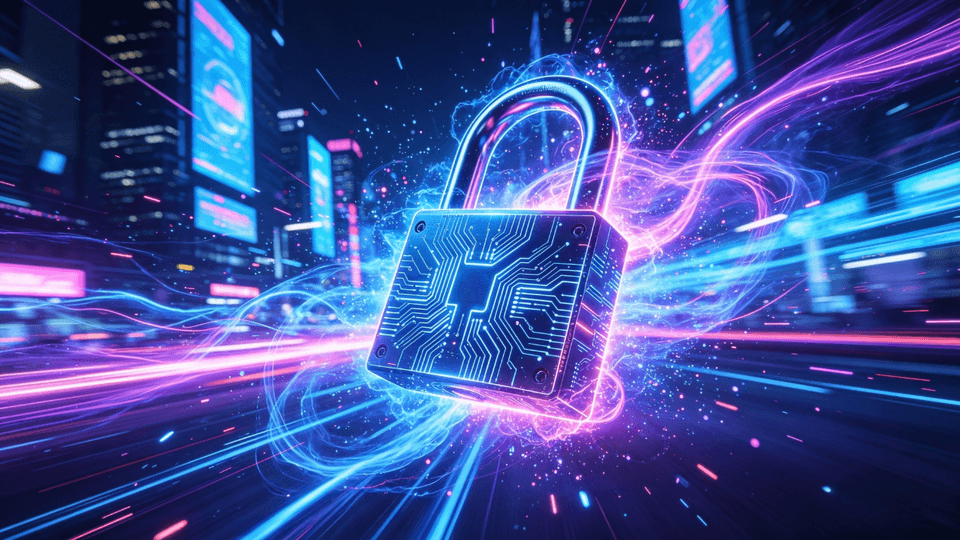 Digital padlock with vibrant energy streams