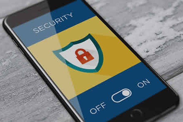 security shield on a mobile phone switched on