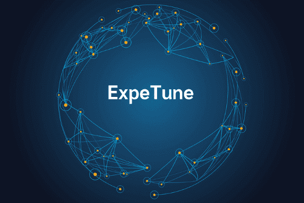 product name on an abstract blue and yellow background