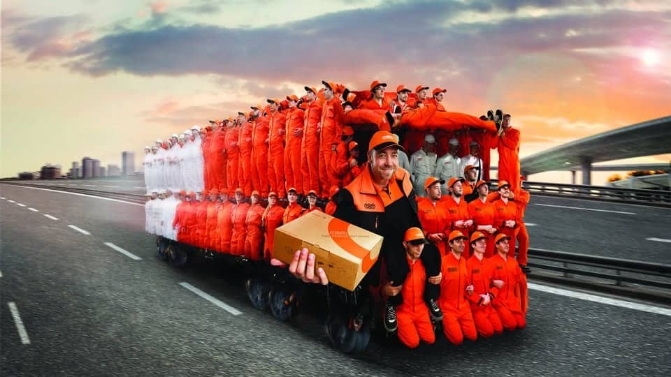lorry made up of tnt employees