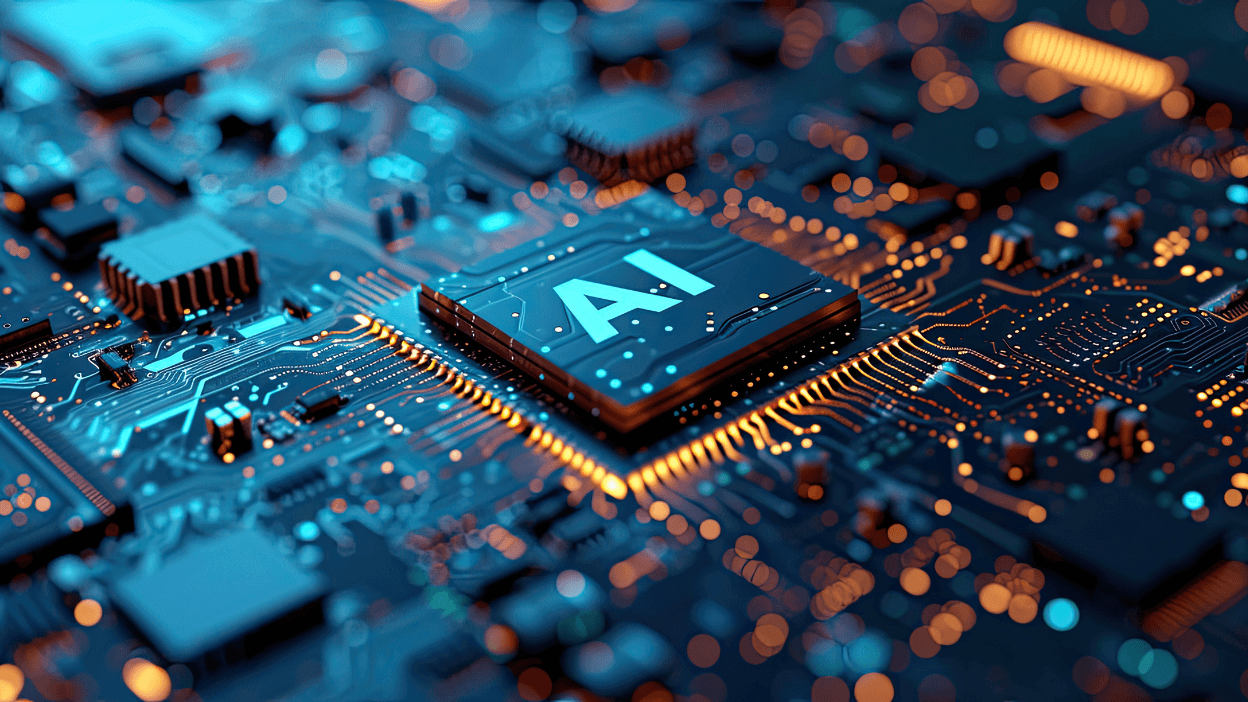 An AI chip on a circuit board