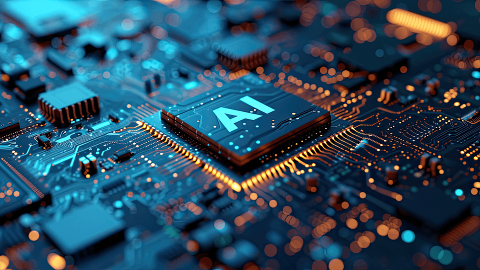 An AI chip on a circuit board