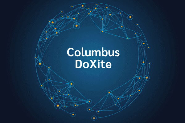 product name on an abstract blue and yellow background